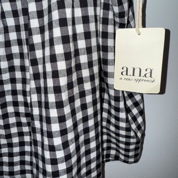 A.n.a Black & White Gingham Smocked Wide Strap Top XXL - Picture 5 of 6